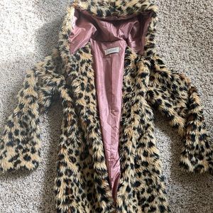 Leopard print faux furry jacket